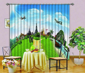 3D World Scenic Spots 470 Curtains Drapes Wallpaper AJ Wallpaper 