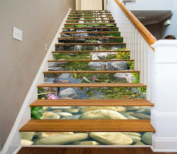 3D Grassland Clear River 1482 Stair Risers Wallpaper AJ Wallpaper 