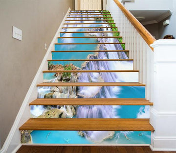 3D Blue Lakes Waterfalls 429 Stair Risers Wallpaper AJ Wallpaper 