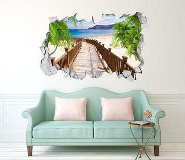 3D Beach Wood Road 347 Broken Wall Murals Wallpaper AJ Wallpaper 