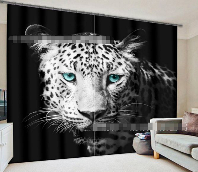3D Leopard Sharp Eyes 2143 Curtains Drapes Wallpaper AJ Wallpaper 