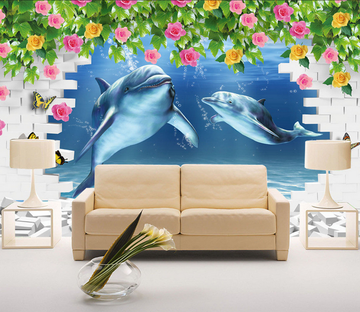 Dolphins And Flowers Wallpaper AJ Wallpaper 