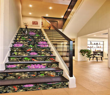 3D Fish Lake Flowers 772 Stair Risers Wallpaper AJ Wallpaper 