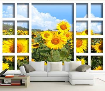 Window Sunflowers Field Wallpaper AJ Wallpaper 