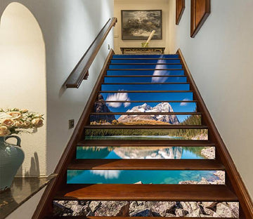3D Blue Lake Landscape 861 Stair Risers Wallpaper AJ Wallpaper 