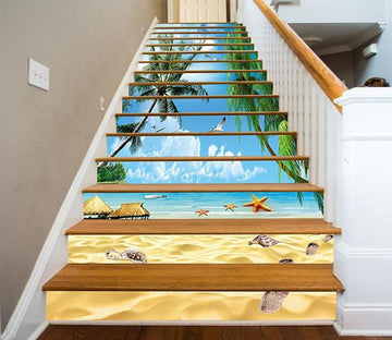 3D Sandy Beach Scenery 1522 Stair Risers Wallpaper AJ Wallpaper 