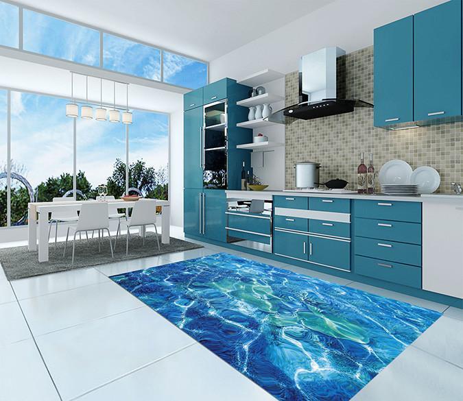 3D Dazzling Blue Sea 076 Kitchen Mat Floor Mural Wallpaper AJ Wallpaper 