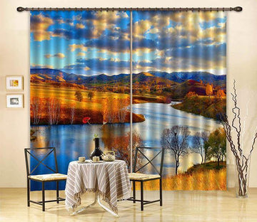 3D Sunset River Scenery 182 Curtains Drapes Wallpaper AJ Wallpaper 
