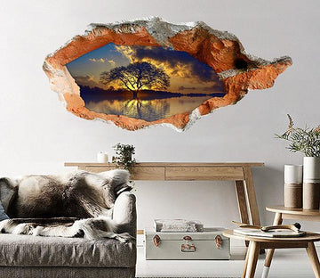 3D Pretty Lake Sunset 122 Broken Wall Murals Wallpaper AJ Wallpaper 