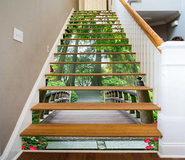 3D Forest Wood Bridge 732 Stair Risers Wallpaper AJ Wallpaper 