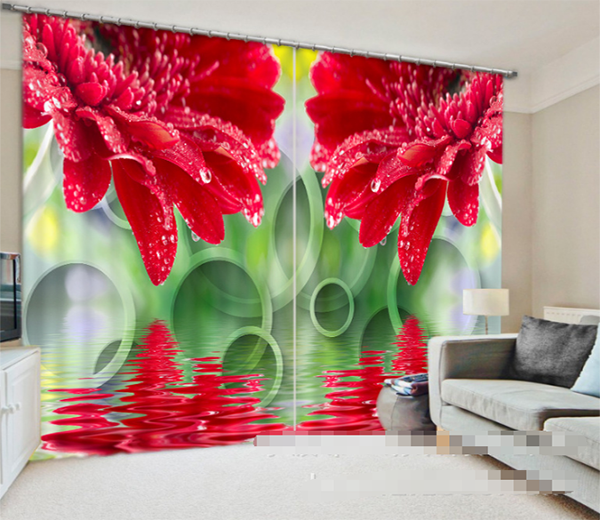 3D Flowers Rings Pattern 957 Curtains Drapes Wallpaper AJ Wallpaper 