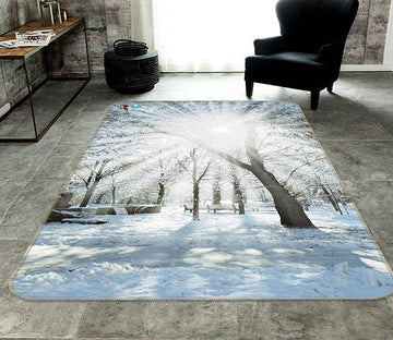3D Winter Snow Trees Sunshine 154 Non Slip Rug Mat Mat AJ Creativity Home 