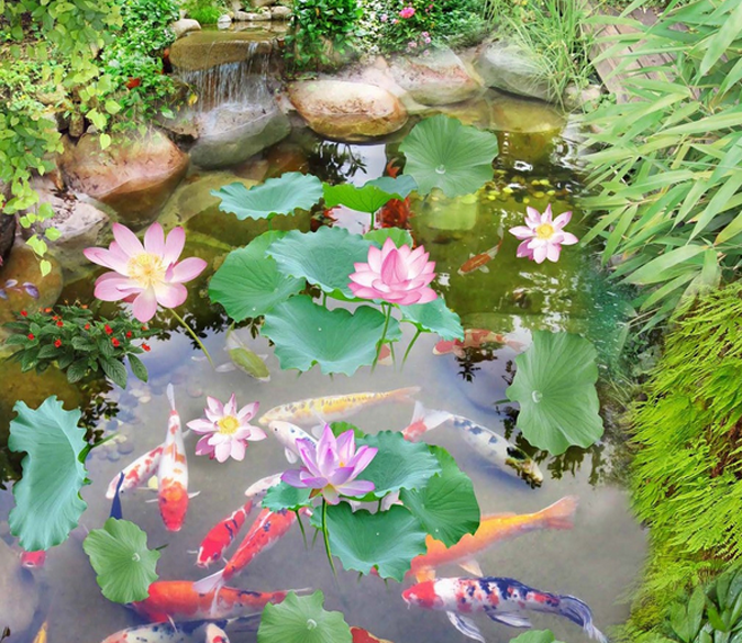 3D Small Pond Floor Mural Wallpaper AJ Wallpaper 2 