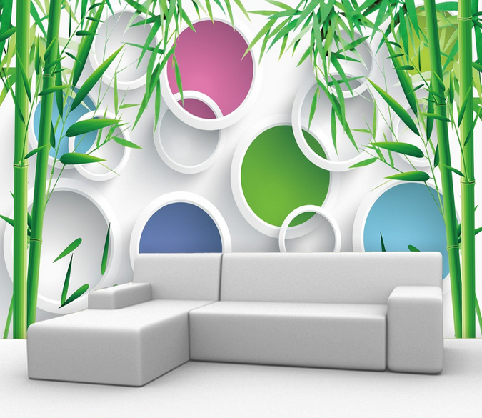 Bamboos And Colorful Circles Wallpaper AJ Wallpaper 