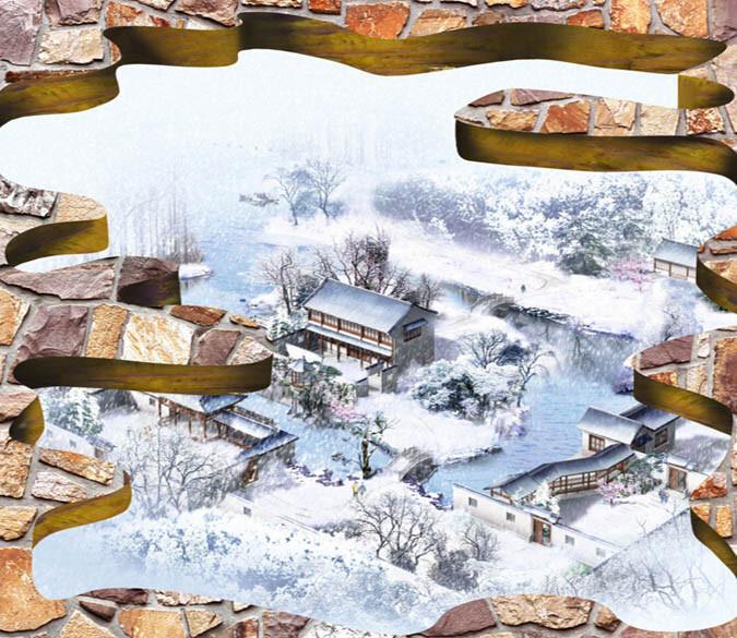 3D Snow Covered Village Floor Mural Wallpaper AJ Wallpaper 2 