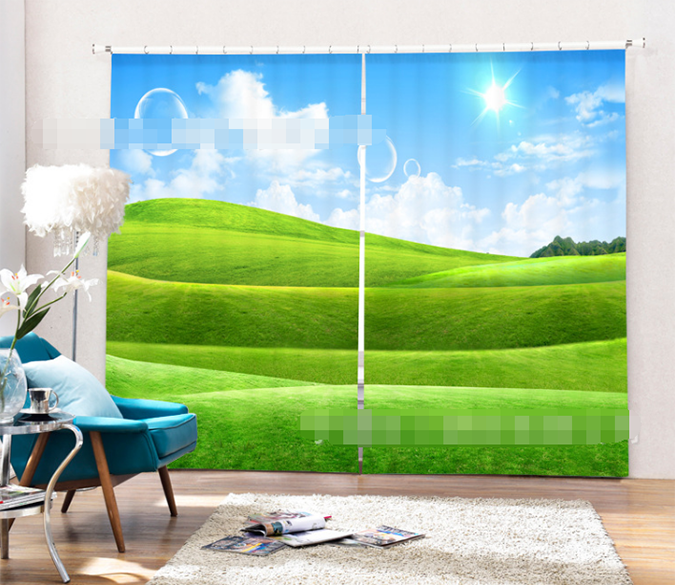 3D Hilly Grassland 2067 Curtains Drapes Wallpaper AJ Wallpaper 
