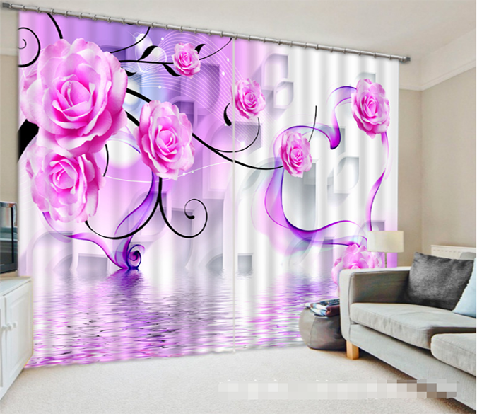3D Dancing Flowers 1295 Curtains Drapes Wallpaper AJ Wallpaper 