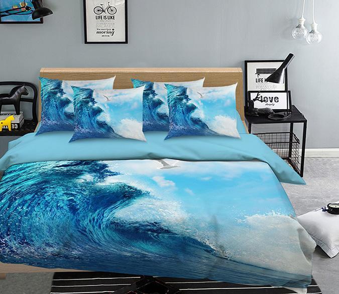 3D Sea Wave And Seagull 343 Bed Pillowcases Quilt Wallpaper AJ Wallpaper 