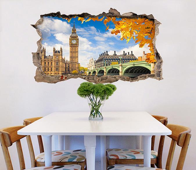 3D Sunny London Scenery 078 Broken Wall Murals Wallpaper AJ Wallpaper 