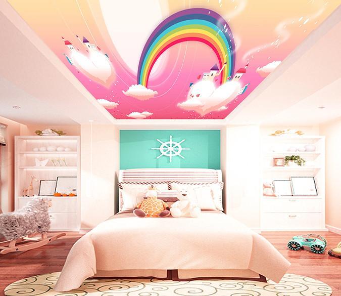 Rainbow Clouds Houses Wallpaper AJ Wallpaper 