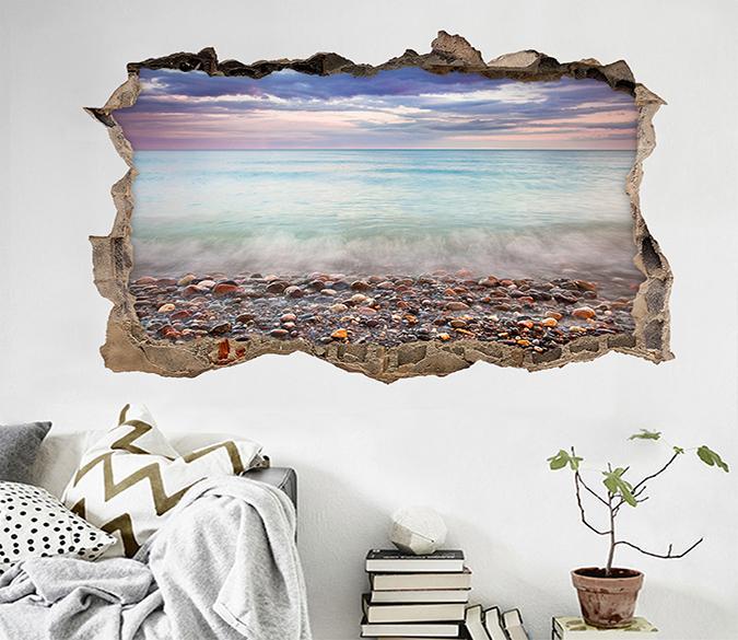 3D Seaside Stones 054 Broken Wall Murals Wallpaper AJ Wallpaper 