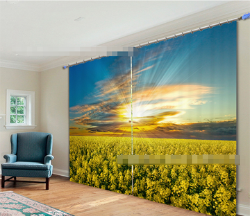 3D Canola Flower Field 912 Curtains Drapes Wallpaper AJ Wallpaper 