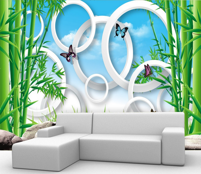 Green Bamboos And Circles Wallpaper AJ Wallpaper 