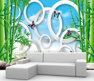 Green Bamboos And Circles Wallpaper AJ Wallpaper 