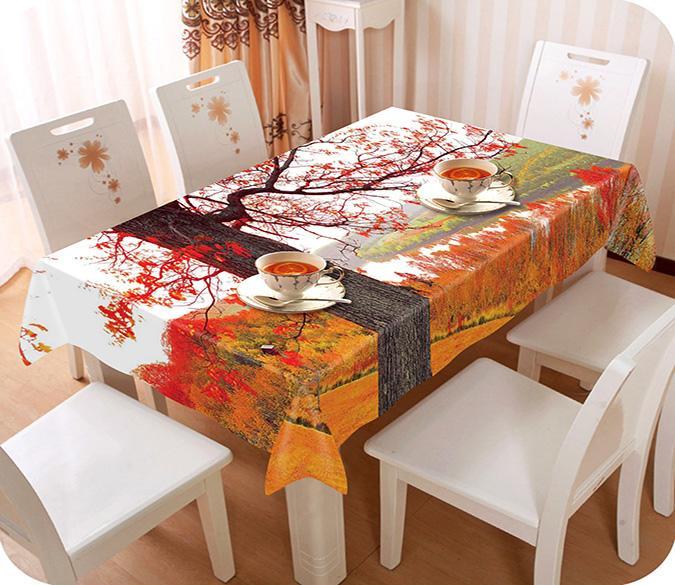 3D Autumn Forest River View 34 Tablecloths Wallpaper AJ Wallpaper 