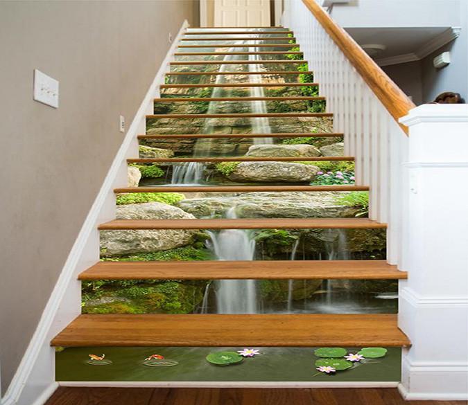 3D Jumping Waterfall 1348 Stair Risers Wallpaper AJ Wallpaper 