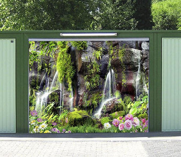 3D Rock Cliff Flowing Water 313 Garage Door Mural Wallpaper AJ Wallpaper 