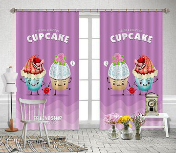 3D Cup Cakes Pattern 2407 Curtains Drapes Wallpaper AJ Wallpaper 