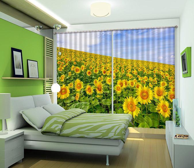 3D Vast Sunflowers Field 120 Curtains Drapes Wallpaper AJ Wallpaper 