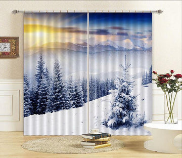 3D Snow Forest Bright Sun 46 Curtains Drapes Wallpaper AJ Wallpaper 