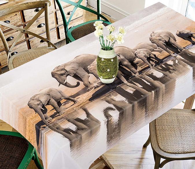 3D Lakeside Elephants 758 Tablecloths Wallpaper AJ Wallpaper 