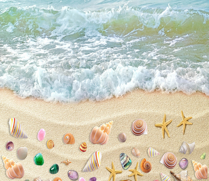 3D Colored Beach Floor Mural Wallpaper AJ Wallpaper 2 