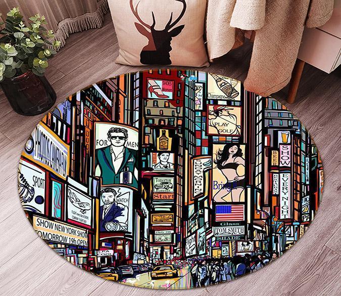 3D Hand-painted City 20 Round Non Slip Rug Mat Mat AJ Creativity Home 