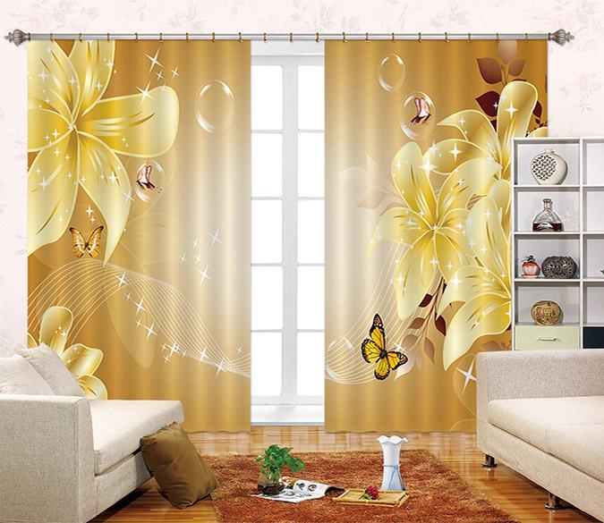 3D Shiny Flowers Butterflies 2256 Curtains Drapes Wallpaper AJ Wallpaper 