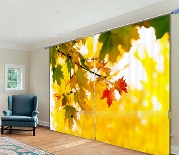 3D Bright Leaves 2157 Curtains Drapes Wallpaper AJ Wallpaper 