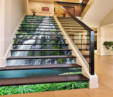 3D Green Plants Waterfalls 894 Stair Risers Wallpaper AJ Wallpaper 