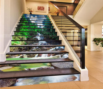 3D Forest Stony River 665 Stair Risers Wallpaper AJ Wallpaper 
