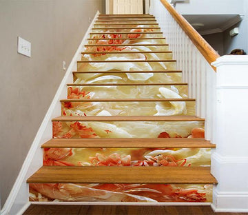 3D Jade Flowers And Fishes 1008 Stair Risers Wallpaper AJ Wallpaper 