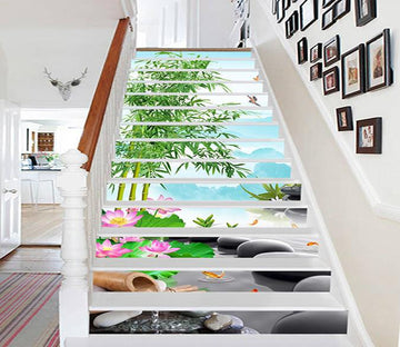 3D Bamboos Stones 408 Stair Risers Wallpaper AJ Wallpaper 