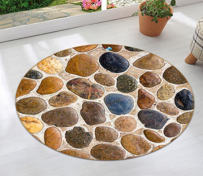 3D Inlaid Stones 74 Round Non Slip Rug Mat Mat AJ Creativity Home 