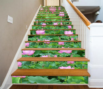 3D Dense Lotus Flowers 1344 Stair Risers Wallpaper AJ Wallpaper 