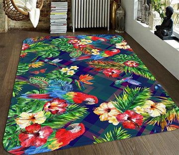 3D Flowers Birds 100 Non Slip Rug Mat Mat AJ Creativity Home 