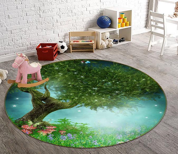3D Sparkling Tree 115 Round Non Slip Rug Mat Mat AJ Creativity Home 