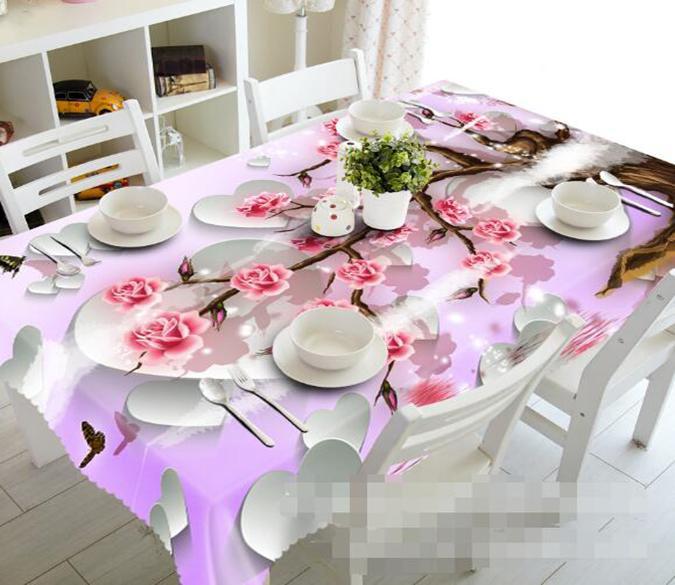 3D Flowers Tree Butterfly 1170 Tablecloths Wallpaper AJ Wallpaper 