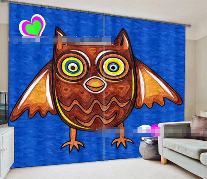 3D Owl Pattern 2131 Curtains Drapes Wallpaper AJ Wallpaper 