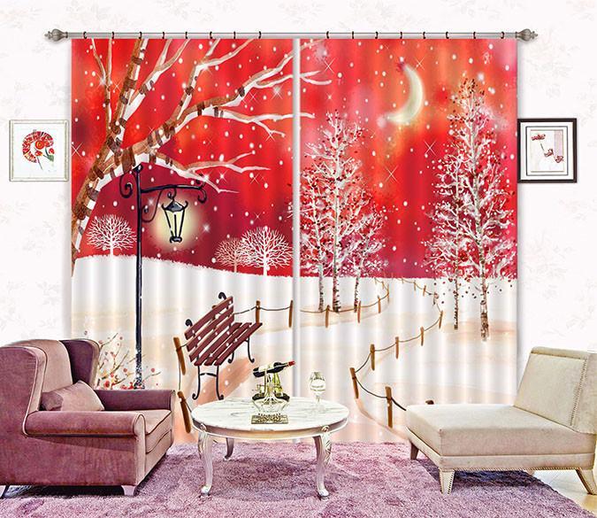3D Snow Scenery Pattern 63 Curtains Drapes Wallpaper AJ Wallpaper 